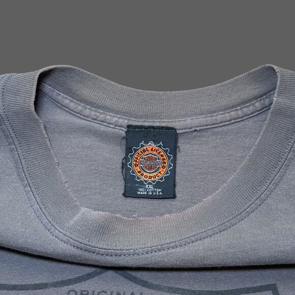 Harley Davidson Knucklehead Faded Gray Distressed Tee USA XXL Vintage GUC - Picture 6 of 9